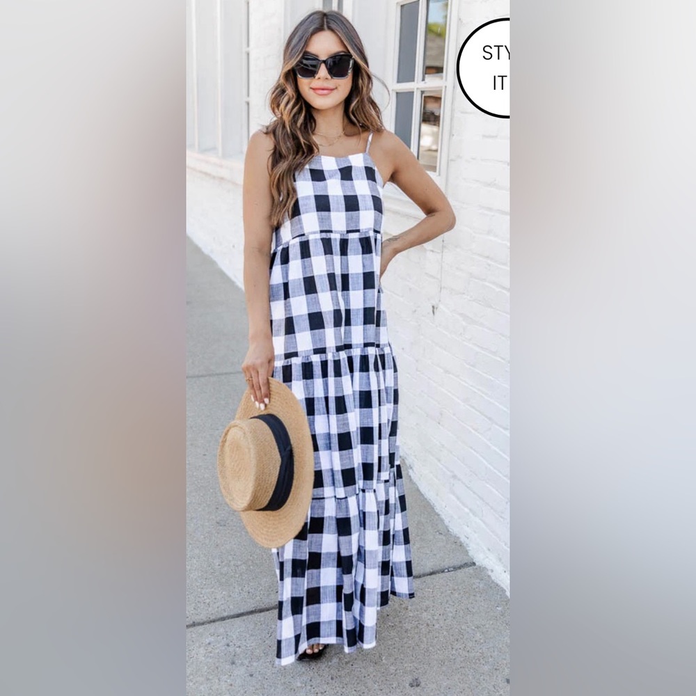 Pink lily gingham dress